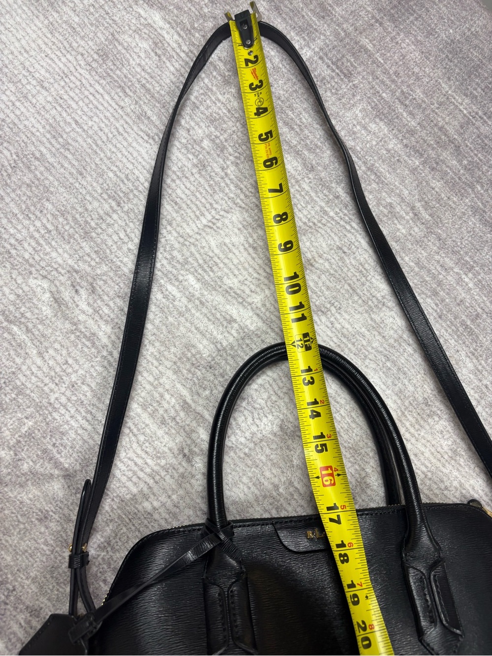 Lauren Ralph Lauren Dome Satchel Bag Black Leather Medium Zip Neutral Classic - Picture 8 of 11